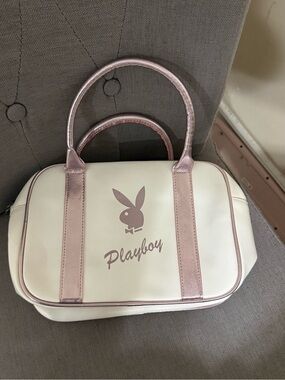 PLAYBOY Cream Tote with Rose Metallic Accents